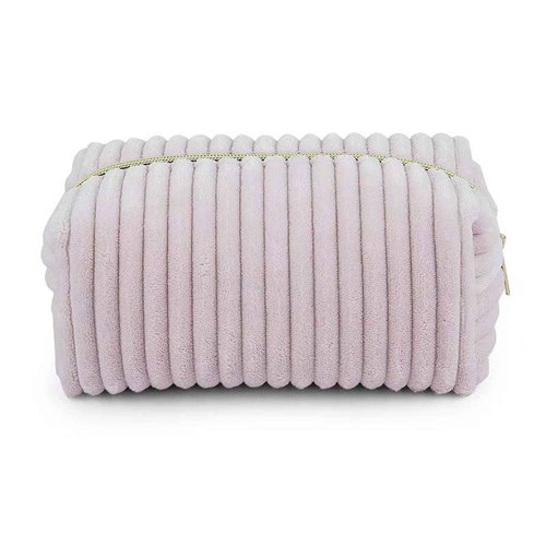 Kornnapa Cosmetic Bag for Purse, Corduroy Makeup Bag for Women Toiletry Bag Small Travel Makeup Bag Cute Makeup Bags Skincare Bag Makeup Pouch Organizer, Pink