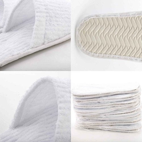 Frcctre 20 Pairs White Disposable Slippers, Closed Toe Soft Coral Fleece SPA Slippers for Women and Men, Comfortable Non-Slip Disposable Slipper for Travel Guests Hotel Home Salon