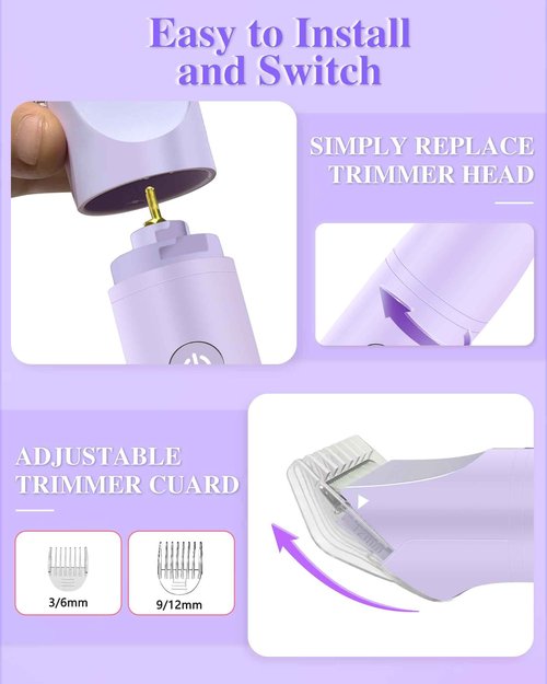 Bikini Trimmer for Women, Electric Razor for Pubic Hair 3-in-1, Bikini Shaver for Legs Body Hair, Womens Electric Razor IPX6 Waterproof, Gifts for Women,Purple
