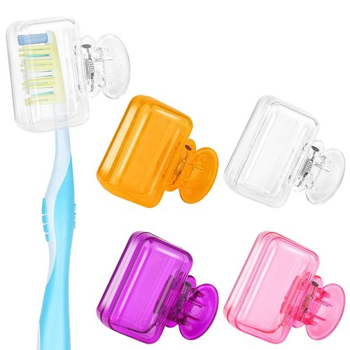 Abilat 4 Pack Toothbrush Covers Caps, Toothbrush Head Covers for Travel Toothbrush Protector Brush Pod Case Plastic Toothbrush Clip Cover for Business, Camping, School, Home
