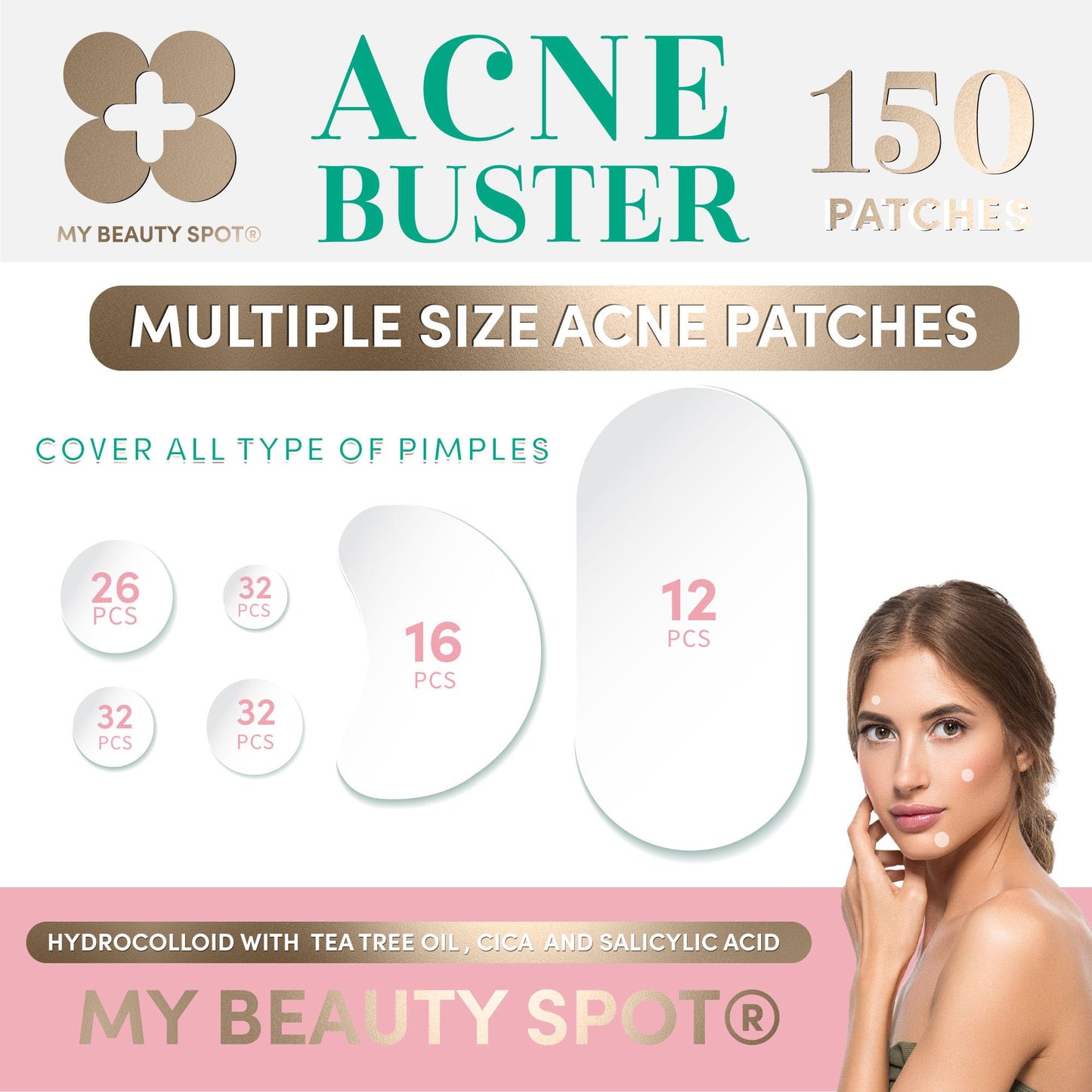 My Beauty Spot 150 Pimple Patches Multi Size Acne Patches for Face 150 Pcs with Salicylic Acid, Vitamin A and Aloe Vera – Pimple Patches for Face Acne Spot Treatment