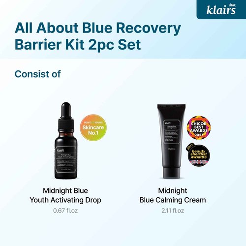 [DearKlairs] Midnight Blue Drop + Calming Cream Set, Light Texture, Sensitive Skin Friendly