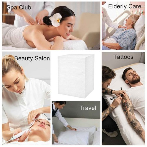 200 Piece Disposable Massage Table Sheets 31" x 71" - Non-Woven Fabric Bed Covers for Spa, Massage, Beauty & Tattoos - Breathable, Hygienic (White)
