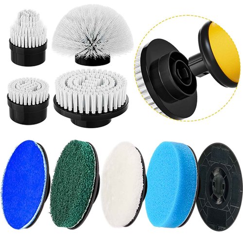 Uniqwamo Replaceable Brush Heads Set, 9 Pack Brush Heads for Electric Spin Scrubber, Brush Heads for Uniqwamo Battery Powered Scrubber, Electric Shower Scrubber for Cleaning Bathroom, Kitchen, Car