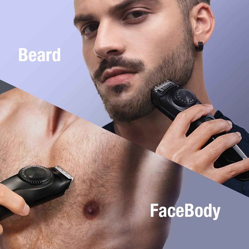 SUPRENT Adjustable Beard Trimmer for Men, Cordless Electric Beard Trimmer with Precision Dial, USB Rechargeable 19 Length Settings Mustache Trimmer for Mens Gifts