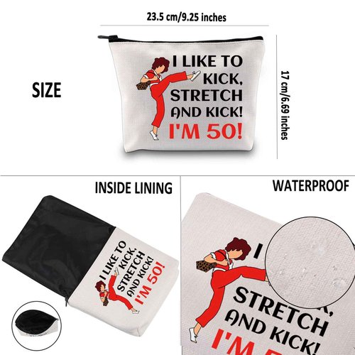 G2TUP TV Show Inspired Gift I Like To Kick I'm 50 Makeup Bag Fun Skit Lover Cosmetic Bag TV Show Characters Fans Gift (I Like To Kick I'm 50 MB)