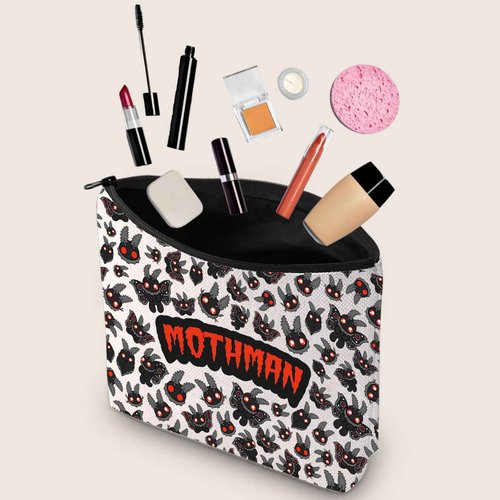 JXGZSO Mothman Cryptid Cosmetic Bag Cryptozoology Gift Mythical Mothman Monster Makeup Bag Mothman Lover Gift