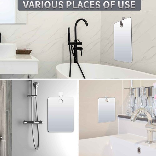 SHATTER MIRROS Shaving Mirror, Unbreakable Shower Mirrors, (Small,6 inches x 4 inches) Bathroom Handheld Mirror for Men and Women Portable Camping Travel Mirrors,Frameless Handheld for Makeup