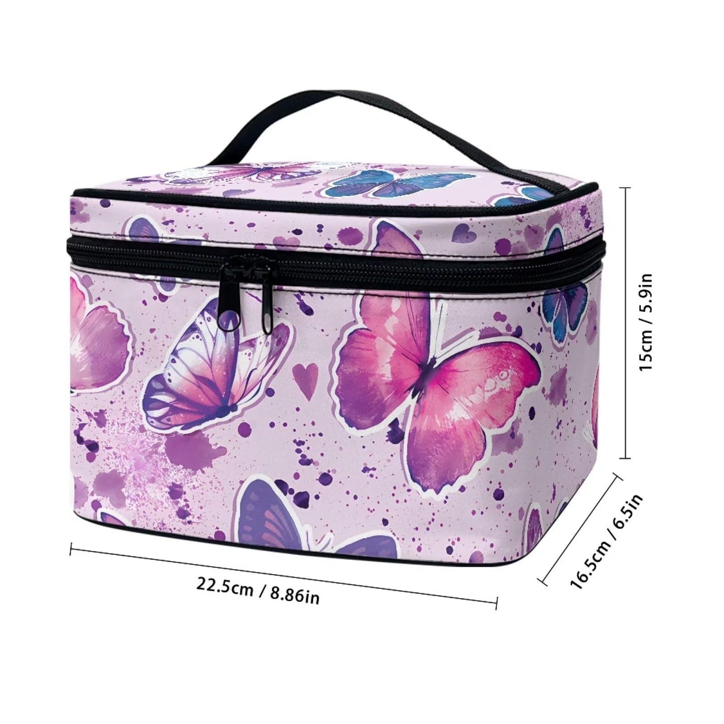 doginthehole Butterfly Makeup Bag for Teen Girls Portable Cosmetic Bag Large Capacity Toiletry Bag Makeup Organizer Bag with Top Handle Travel Accessories