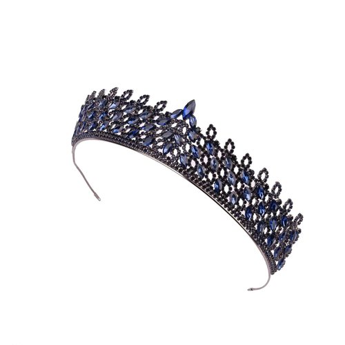 LIMELIA Women's Tiara, Crown for Henna Wedding Party | Glitter Hair Accessories for Bridal Birthday Pageant Prom Halloween Costume Christmas Party, Princess Crowns | Leaf Pattern - Navy Blue