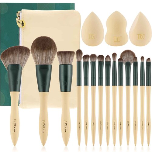 DUcare Christmas Makeup Gift Set 18PCS,with 14pcs Makeup Brush Set 3Pcs Makeup Sponges 1PC Cosmetic Bag for Foundation Blending Powder Blush Concealers Eye Shadows