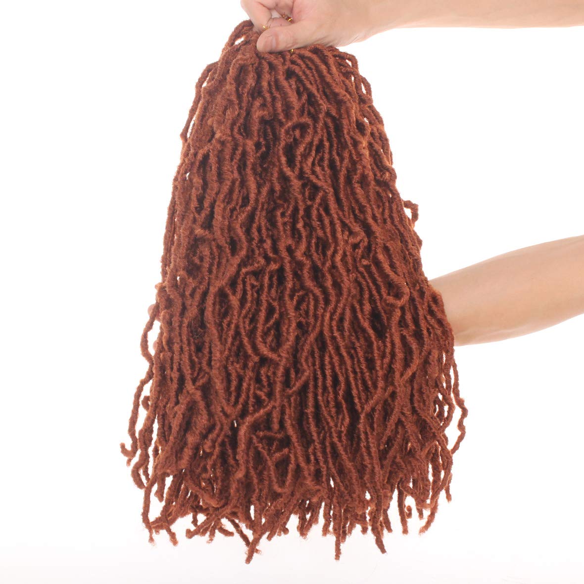 Leeven 18 Inch New Soft Locs Crochet Braids Hair 350# Pre-looped Curly Locs Braiding Hair 7 Packs Ginger Goddess Locs Hair Extensions Cooper Red Faux Locs Crochet Hair for Women