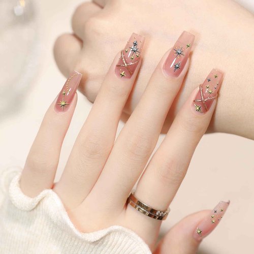 3400Pcs Gold and Silver Star Pearls Gold Nail Charms, Nail Gems Supplies Accessories, Beautiful Star Nail Charms Gold Charms for Nails, Cute Nail Charms for Exquisite and Shiny Manicure Supplies