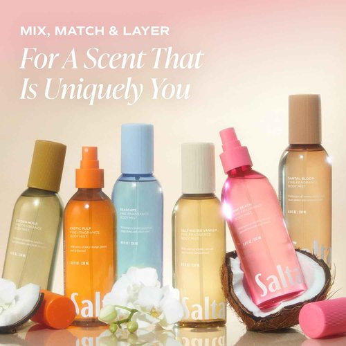 Saltair Body Mist 2 Pack - Fine Fragrance, Lightweight Body Spray Mist with Santal Bloom Scent. Long Lasting Perfume Mist. 2x 8oz Bottles