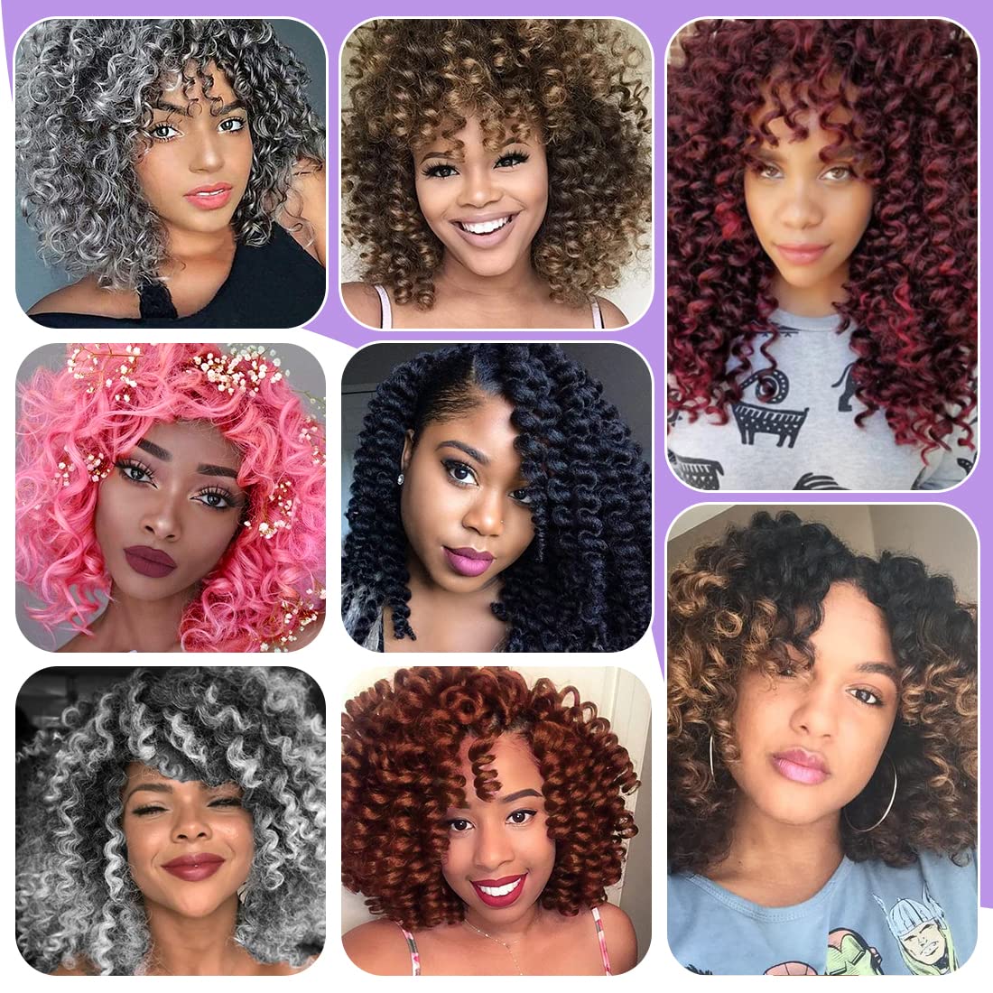 GetMaige Jamaican Bounce Crochet Hair For Black Women 4packs 72 Roots Natural Black Jumpy Wand Curls Crochet Hair Short Pre Looped Curly Crochet Hair (8inch（pack of 4), 1B/30/27)