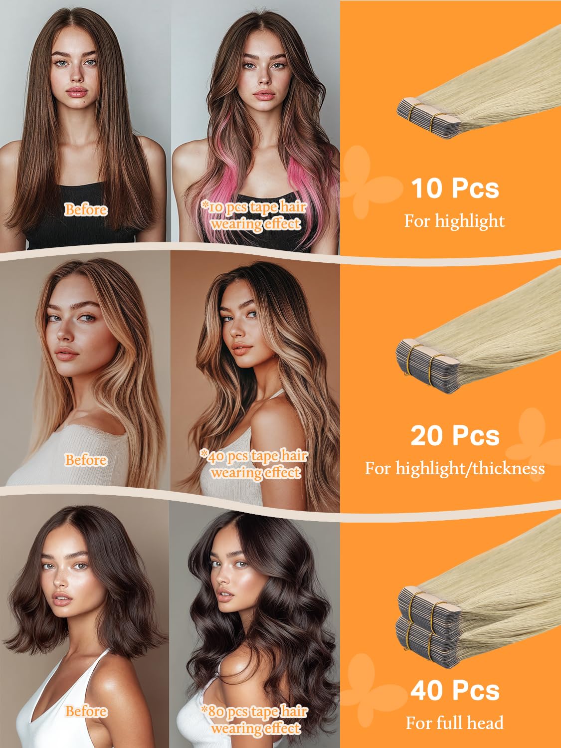 DOORES Tape in Extensions, Light Brown to Golden Platinum Blonde 14 Inch 25g 10pcs, Human Hair Extensions Tape in Remy Straight Hair Real Natural Hair Extensions