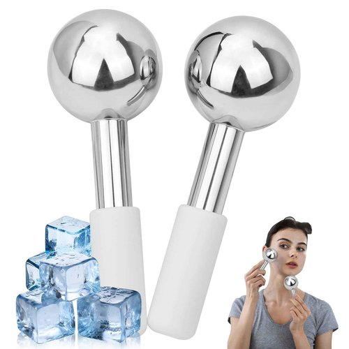 LazyGa Ice Globes for Face & Eyes - Unbreakless Stainless Steel Cryo Sticks Facial Massage Tools Cold Therapy Cooling Globes to Reduce Puffiness, Wrinkles, Dark Circles Spa & Esthetician Supplies