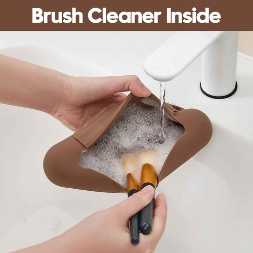 JASAQE Silicone Makeup Brush Holder, Large Travel Makeup Brush Case, Soft Portable Cosmetic Face Brushes Holder