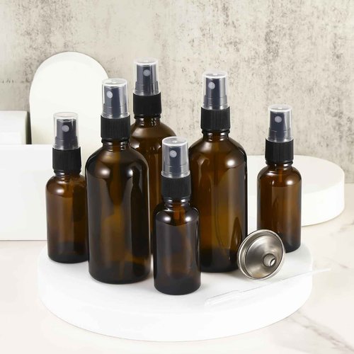 ALIFEIA 1 oz Amber Glass Spray Bottles,Small Empty Fine Mist Refillable Travel Spray Bottle for Cleaning,Perfume,Aromatherapy,Cosmetic Sprays,Hair,Essential Oils with Fine Mist Dispenser（3 Pack）