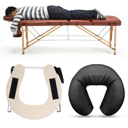 Aluminium Universal Massage Table Face Cradle Cushion, Adjustable Massage Chair Spa Bed Headrest Face Pillow Support, Elastic Memory Foam Face Pillow Set Massage Table Accessories Massage Equipment