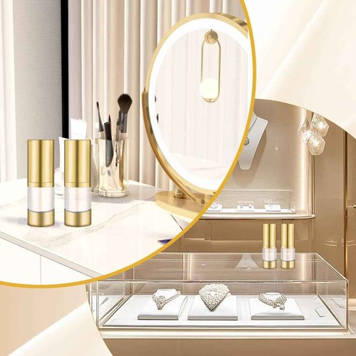 BOSMIOW 4Pcs 15ml/0.5oz Clear Plastic Airless Pump Bottles with Gold Head Empty Refillable Vacuum Cosmetics Sample Storage Jars for Lotion,Shampoo,Hand Soap,Face Cream