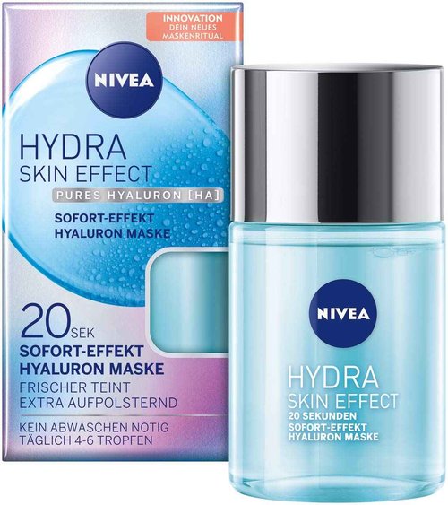 NIVEA Hydra Skin Effect 20 Seconds, Instant Effect Hyaluronic Mask, 100 ml, Face Mask for Preparing for Day and Night Cream, Mask with Pure Hyaluronic