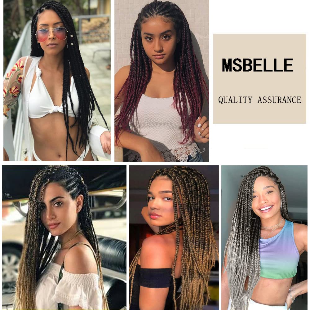 MSBELLE 6 Packs/Lot Pre Stretched Braiding hair 20 Inch Braiding Hair Extensions Hot Water Setting Crochet Synthetic Braids Hair (20Inch,Purple)