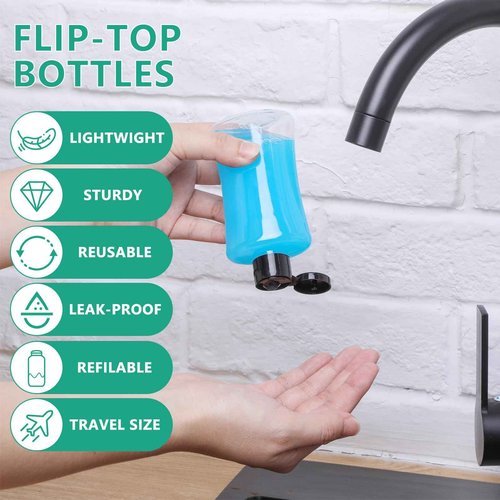 Domensi 36 Pcs 3.4 oz Travel Bottles with Flip Cap Clear Plastic Travel Size Containers Portable Leak Proof Squeeze Bottle Refillable Empty Cosmetic Containers for Liquid Shampoo Lotion