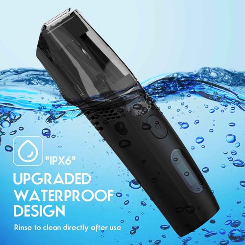 ATVOXIS Vacuum Beard Trimmer for Men Rechargeable, IPX6 Waterproof Mustache Trimmer with Adjustable Length Combs (1/25’’-4/5’’), Men’s Electric Stubble Trimmer, Cordless with Built-in Vacuum (Black)