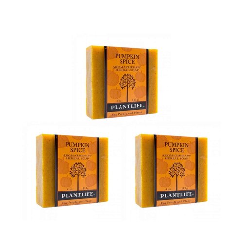 Plantlife Pumpkin Spice 3-pack Bar Soap - Moisturizing and Soothing Soap for Your Skin - Hand Crafted Using Plant-Based Ingredients - Made in California 4 oz Bar