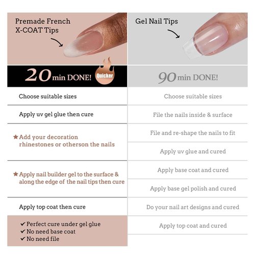 BTArtboxnails X-coat Tips Cat Eye Nails - French Tip Press On Nails, Medium Almond Soft Gel Nail Tips, Soak Off Acrylic Fake Nail Extensions