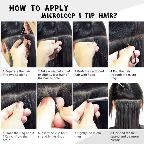 I Tip Hair Extensions Deep Wave Human Hair Extensions 20Inch Long Curly Kenratin Hair Natural Black Microlink Beads I Tip Hair Extension for Black Women Curly Real Remy Hair Extension 50g 50Strands