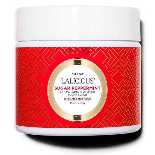 LaLicious Sugar Peppermint Extraordinary Whipped Sugar Scrub - Cane Sugar Body & Foot Scrub, Exfoliating & Moisturizing Skin Care with Coconut Oil & Honey, No Parabens (16oz)