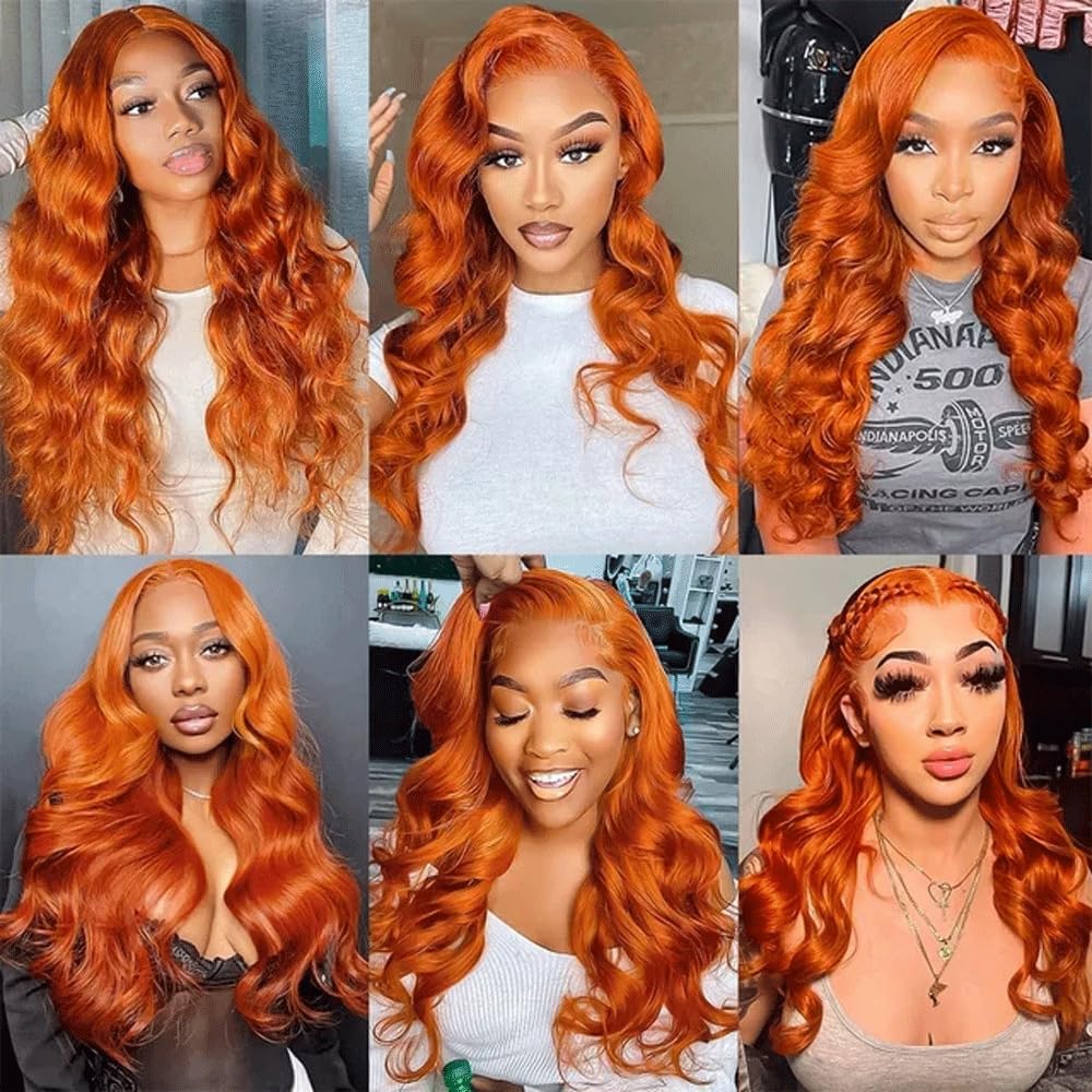 Suhkrpt Hair Color 350 Bundles Human Hair Ginger Body Wave Human Hair Bundles Orange Bundles Human Hair 16 16 16 Inch Color 350 Body Wave Bundles Ginger Bundles