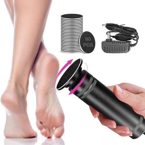 Hocent Upgrade 1200RPM Electric Callus Remover for Feet, Powerful Electric Foot File with 60 Sandpaper Discs, Adjustable Speed, Plug-in Pedicure Tool for Cracked Heels & Dead Skin, Black