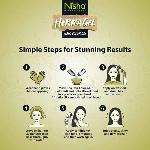 Nisha Herba Gel Hair Colour Gel, Original Black 1 Litre | No Ammonia, No Stain, Non-Drip Vegan Formula | Permanent Hair Colour & Hair Dye | 100% Grey Coverage & Long-Lasting Shine