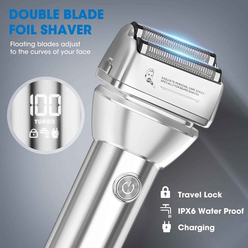 Suttik Professional Hair Clippers for Men, Barber Clippers and Trimmers Set, Foil Shavers for Men, 4 in 1 Cordless Hair Clippers Set Hair Cutting Kit Barber kit with LED Display