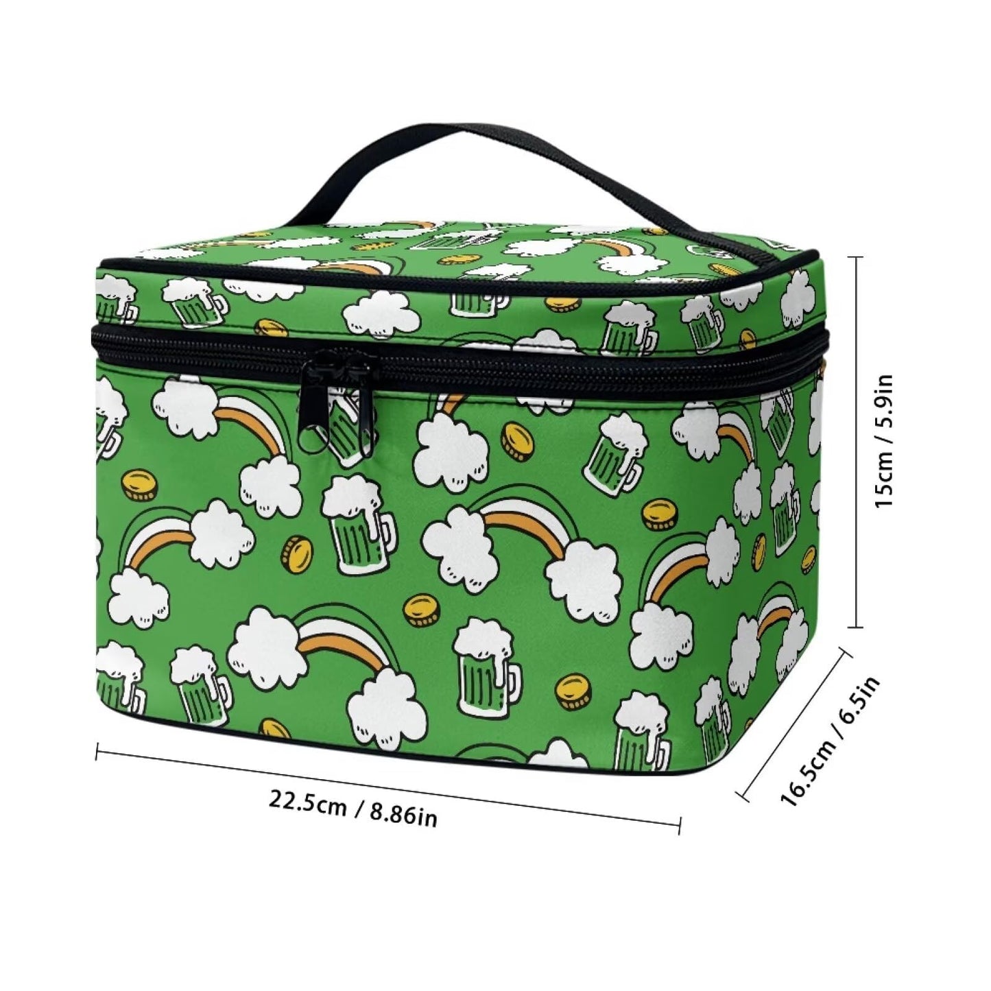 doginthehole Makeup Bag Organizer Travel Toiletry Bag for Women St. Patrick's Day Cosmetic Bag Portable Toiletry Bag Large Capacity Zipper Purse Make Up Bag