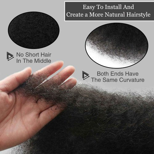 Haftaluv Afro Kinkys Bulk Human Hair 50g 16 Inch Nature Black Afro Kinky Curly Human Hair Bulk for Mini Twist, Braiding, Loc Extensions & Crochet, Dreadlocks, Braids and Repair Locs (16 Inch, 1b#)