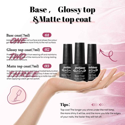 JEWHITENY 45PCS Gel Nail Polish Kit with U V Light LED Nail Lamp 40 Colors Set Manicure Nail Gel Kit