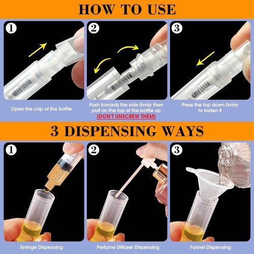 DupakSYS 60PCS 10ml Mini Spray Bottle, Portable Clear Plastic Spray Bottle, Empty Fine Mist Refillable Perfume Atomizer, Small Sample Containers for Cleaning, Travel, Essential Oils