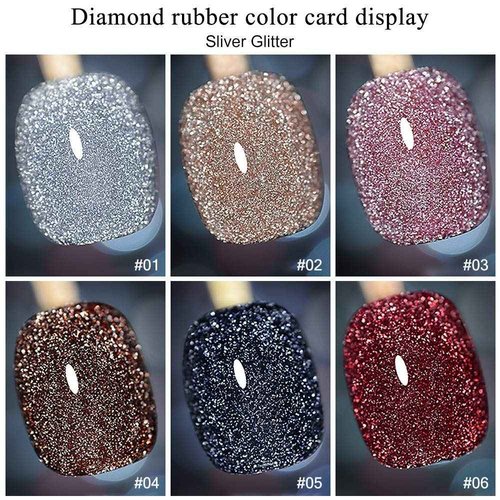 MIZHSE Diamond Gel Nail Polish, Reflective Colorful Glitter Gel Polish Set Reflective Diamond Gel Nail Polish, Sliver Glitter Gel Polish Set