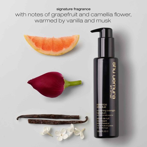 shu uemura art of hair Essence Absolue Nourishing Overnight Hair Serum - Hydrates and Detangles, Reduces Frizz and Enhances Shine, Lightweight Formula, 1 Fl Oz