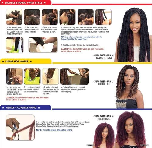Freetress Equal Synthetic Hair Braids Double Strand Style Cuban Twist Braid 16" (6-PACK, 2)