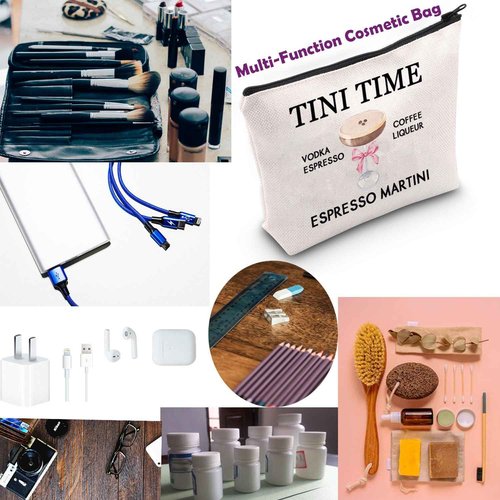TSOTMO Espresso Martini Makeup Bag Tini Time Gift Cocktail Alcohol Martini Lovers Zipper Pouch (TINI TIME)