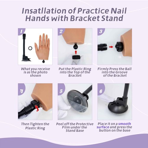 Veikmv Practice Hand for Acrylic Nails,Realistic Silicone Professional Mannequin Hand,with Flexible Fingers for Acrylic Nails,Nail Art Training,Ideal Practice Tool for Manicure Beginners