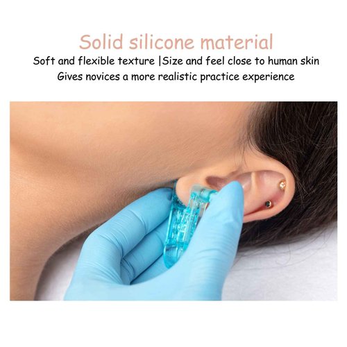 Dioche 1 Pair Silicone Ear Model Piercing Practice Model Silicone Ear Model Ear Body Part Kit for Earrings Display Ear Piercing Exercise (Light Skin Color)