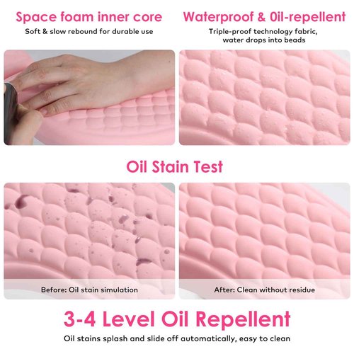 Arm Rest for Nails Tech, BORNBYME Update PU Leather Fish Pattern U-shaped Hand Nail Stand Rest for Manicure, Pink