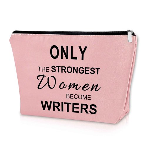 Sazuwu Pink Makeup Bag Cosmetic Organizers for Women Writers Author & Novelist Gift, Cosmetic Bag for Travel or Appreciation Birthday Retirement Thank You Gifts