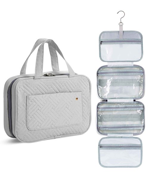 Ms. pen- Travel Toiletry Bag Organizers, Gray, Makeup Travel Bag for Toiletries with Hanging Hook, Water-Resistant, Christmas Gift